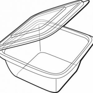 Square Show Bowl 350ml Flat Lid
